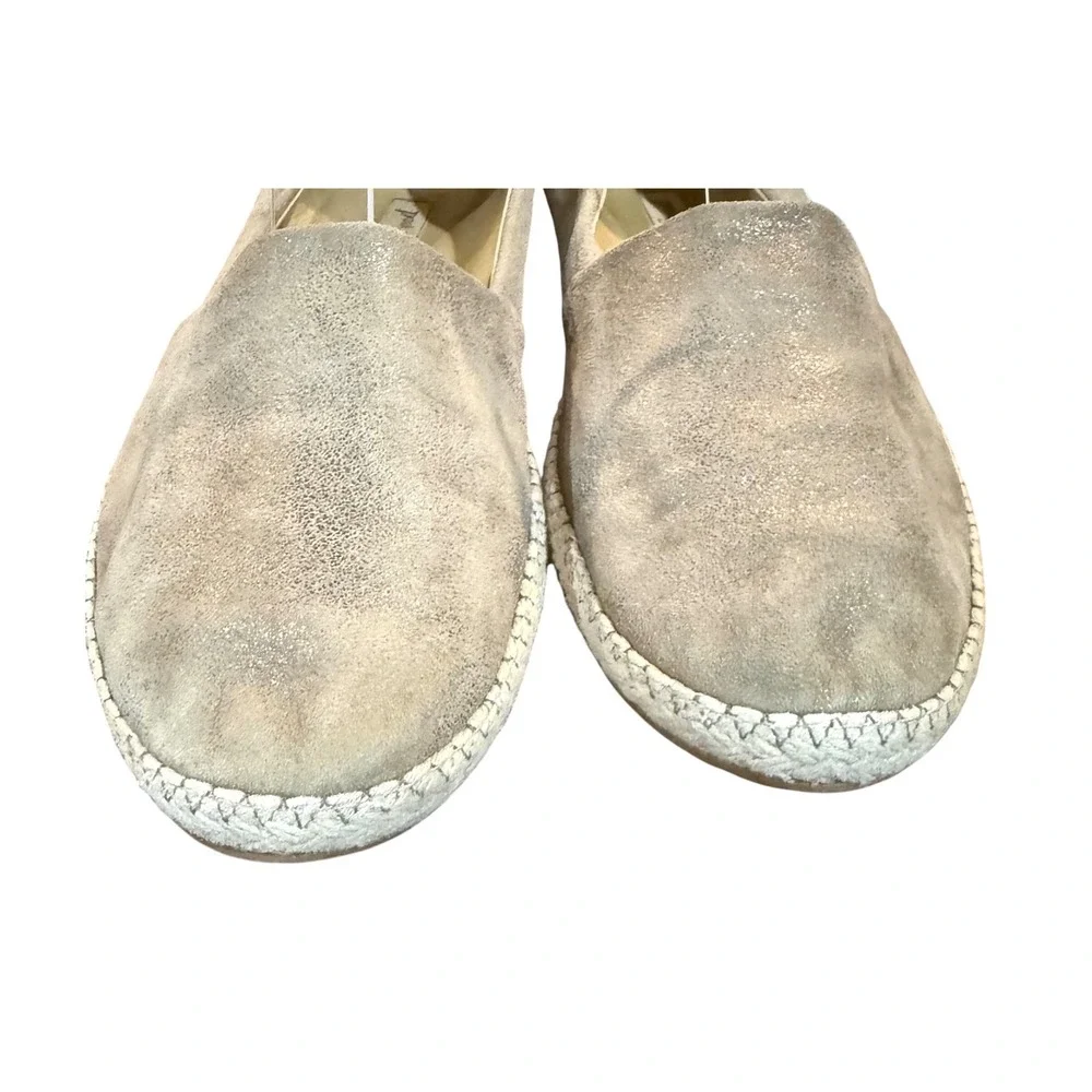 Paul Green Women's Beige‎ Suede Metallic Accent Espadrille Flats Shoes Size 10